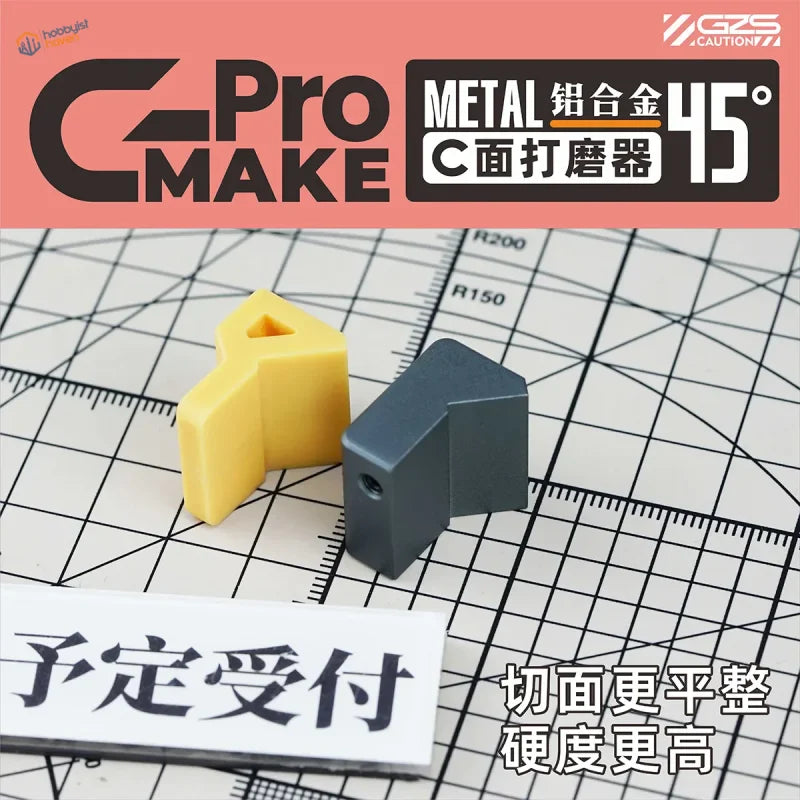 45° bevel sanding block with yellow and gray aluminum c-face for adhesive sanding
