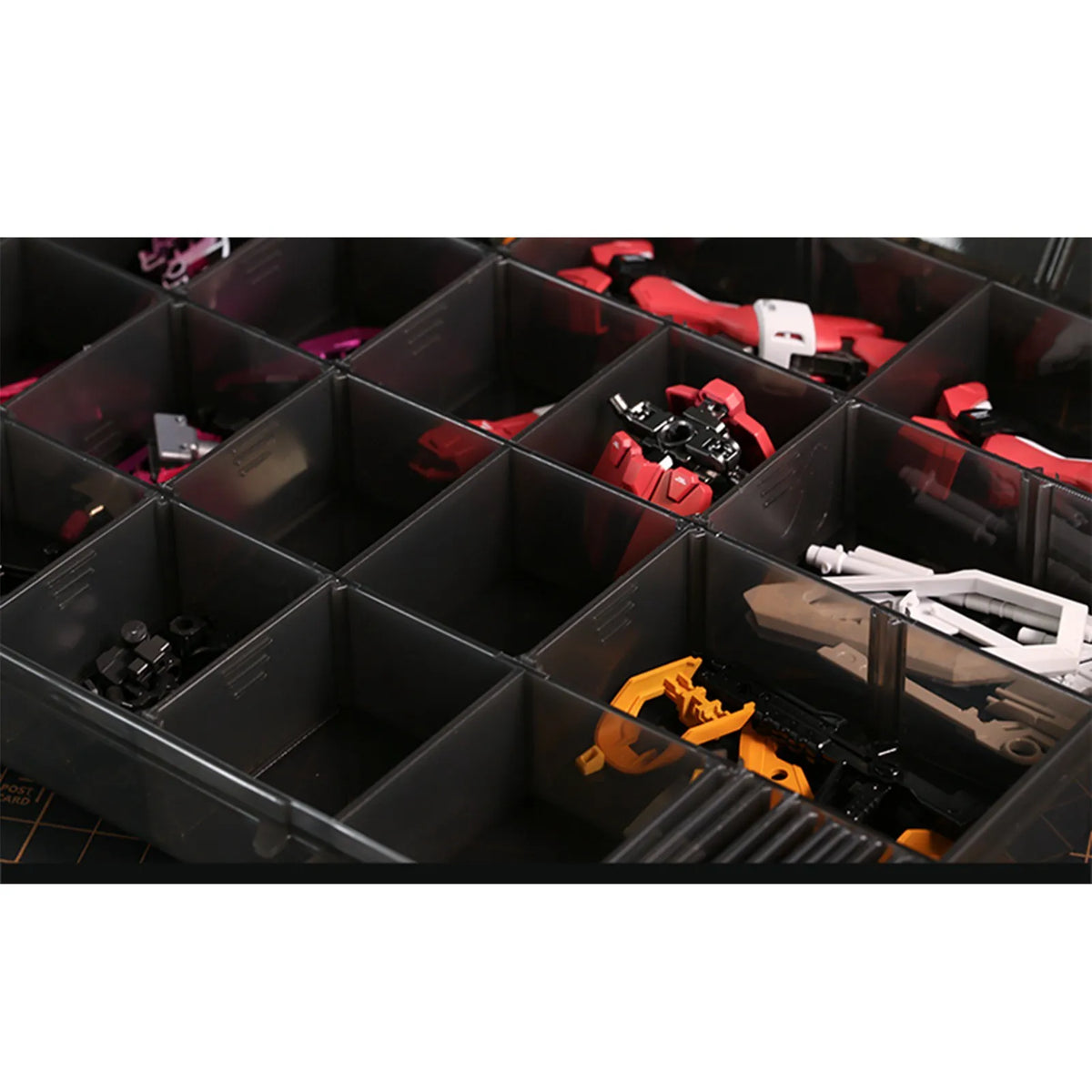 DSPIAE 36 Spaces modular storage box with red, white, yellow model kit parts