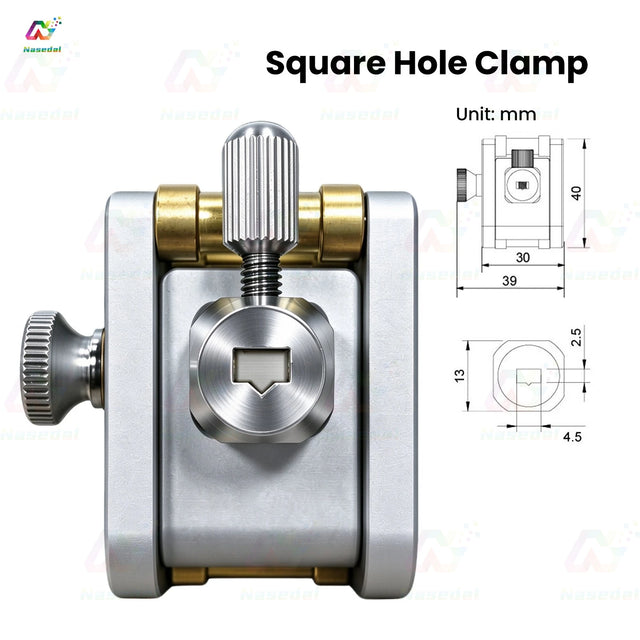 Nasedal sharpening jig square hole clamp with dimensions in mm
