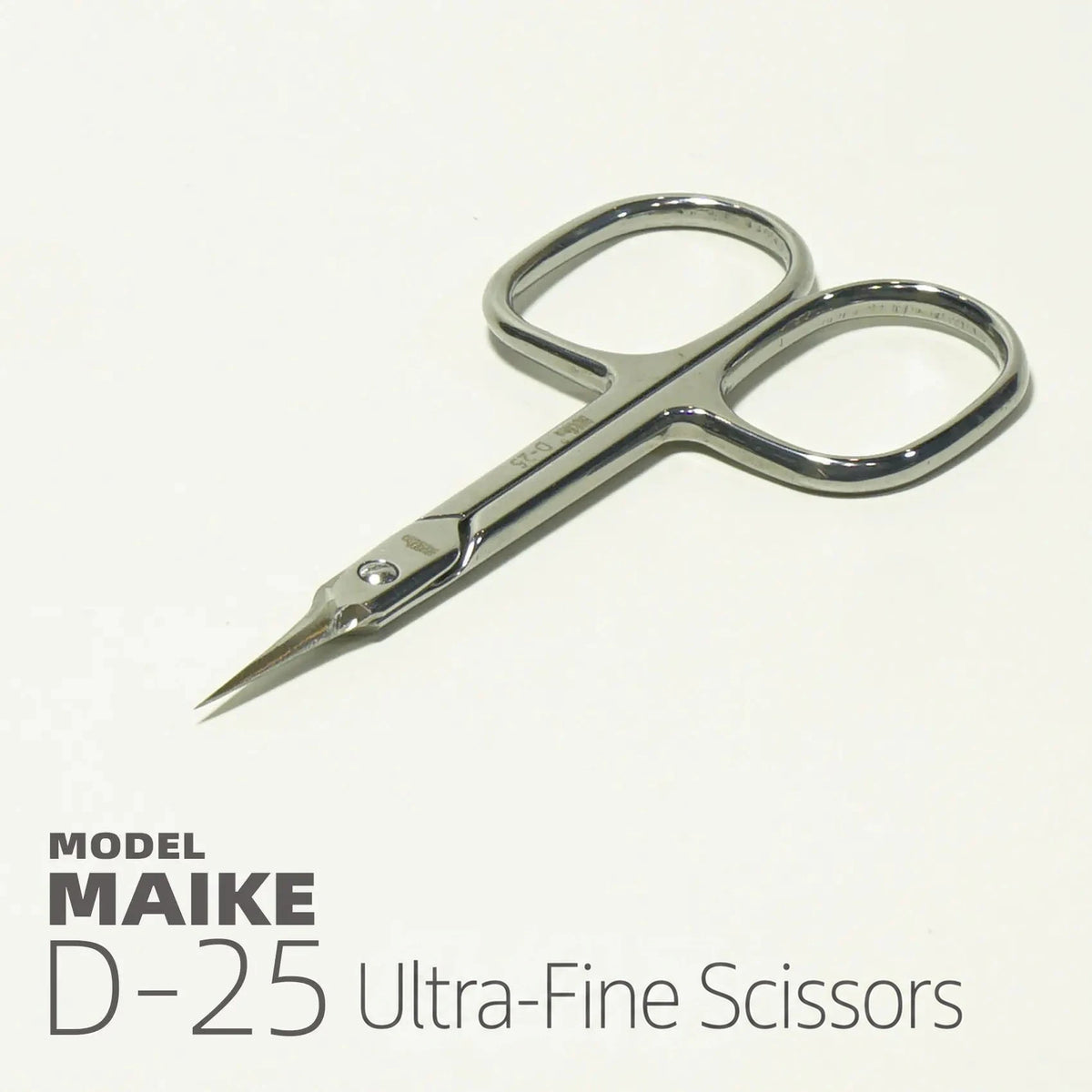 MAIKE D25 long tip precision scissors with polished steel handles and a needle-fine point