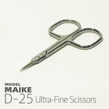 MAIKE D25 long tip precision scissors with polished steel handles and a needle-fine point