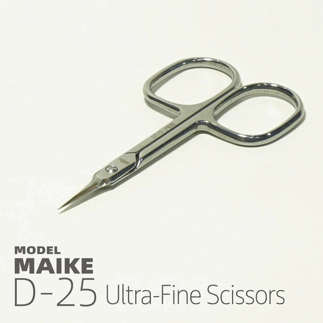 MAIKE D25 long tip precision scissors with polished steel handles and a needle-fine point