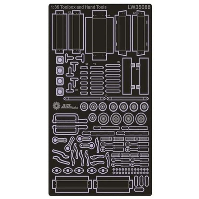 1/35 mechanics toolbox with scale modeling tools outline