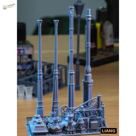 Gray 4pcs 1/35 3D-printed streetlamp set for scale modeling