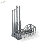 Gray 3D-printed 1/35 scale model factory with ornate chimneys for model making
