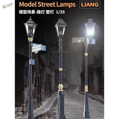 4pcs 1/35 black gold streetlights for scale modeling dioramas