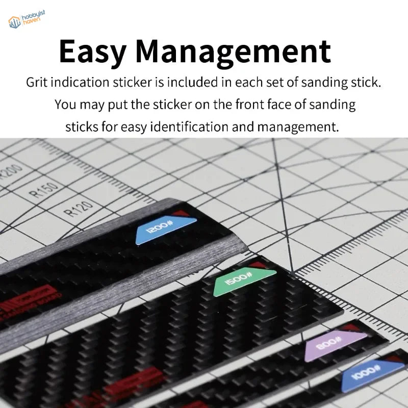 4pcs carbon fiber sanding plates with colored grit stickers