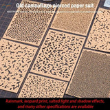 4pcs craft paper marbling stencils with beige kraft camouflage patterns