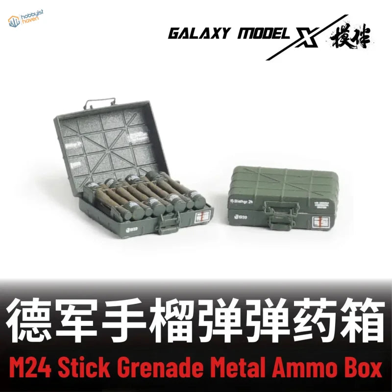 1/35 scale German M24 grenade cases: olive green metal ammo box
