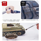 Olive green tank model with 4pcs short bristle brushes for weathering