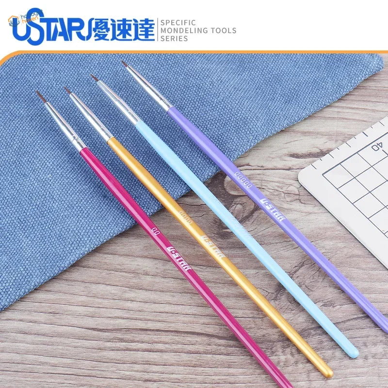 4pcs UStar fine brushes set with pink, gold, blue, purple handles