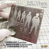 Silver scale ruler with soldier silhouette for scale modeling tools