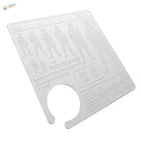 Silver Gundam scale ruler with engraved model references