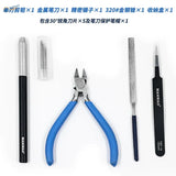 Blue-handled precision pliers in 5-in-1 premium craft tools