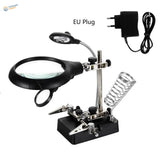 5 LED magnifying glass clamps soldering station with black adjustable LED lamp
