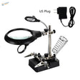 Black LED magnifying glass with clamps, soldering holder and adjustable stand