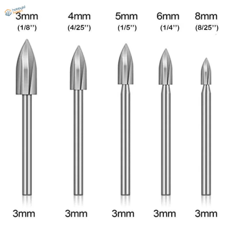 5 pcs solid carbide drill bit set with 3mm to 8mm wood carving bits