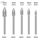 5 pcs solid carbide drill bit set with 3mm to 8mm wood carving bits