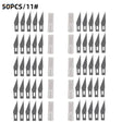 50-pack of hobby knife blades with protective caps