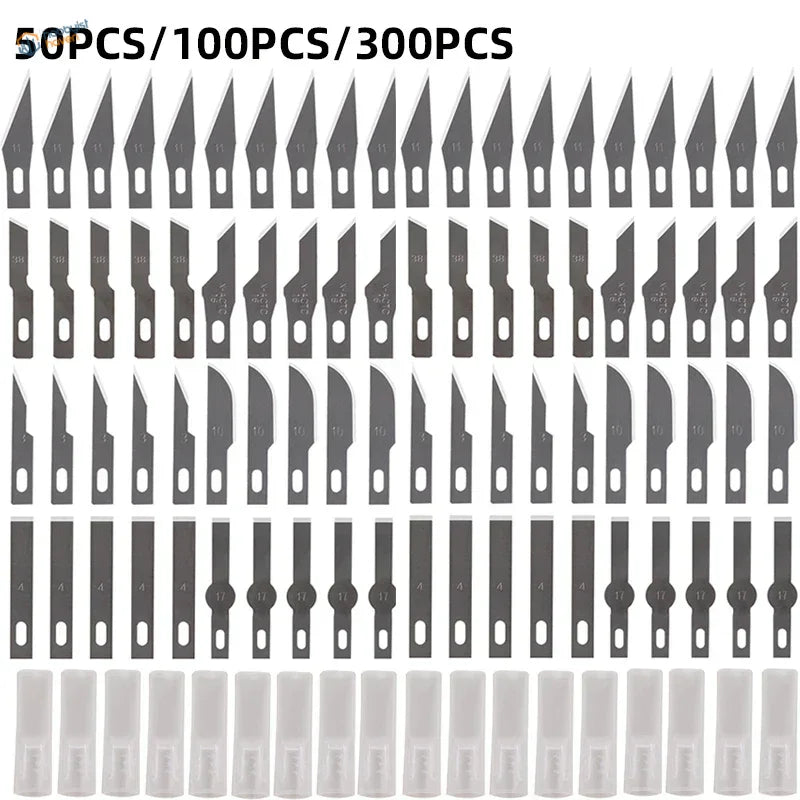Bulk hobby knife blades set with protective caps