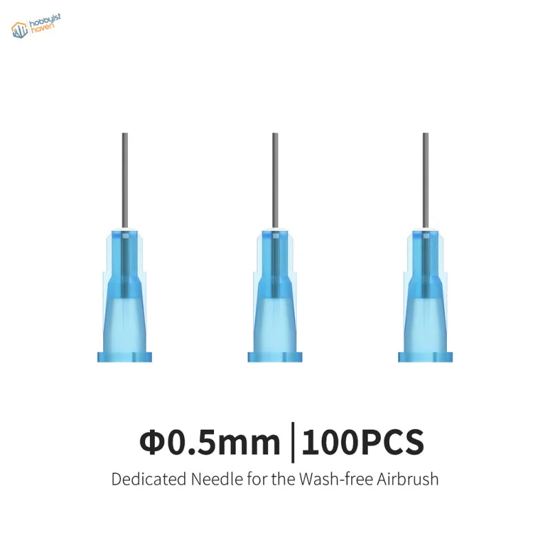 Three 0.5mm translucent blue DSPiae wash-free airbrush replacement needles