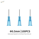 Three 0.5mm translucent blue DSPiae wash-free airbrush replacement needles