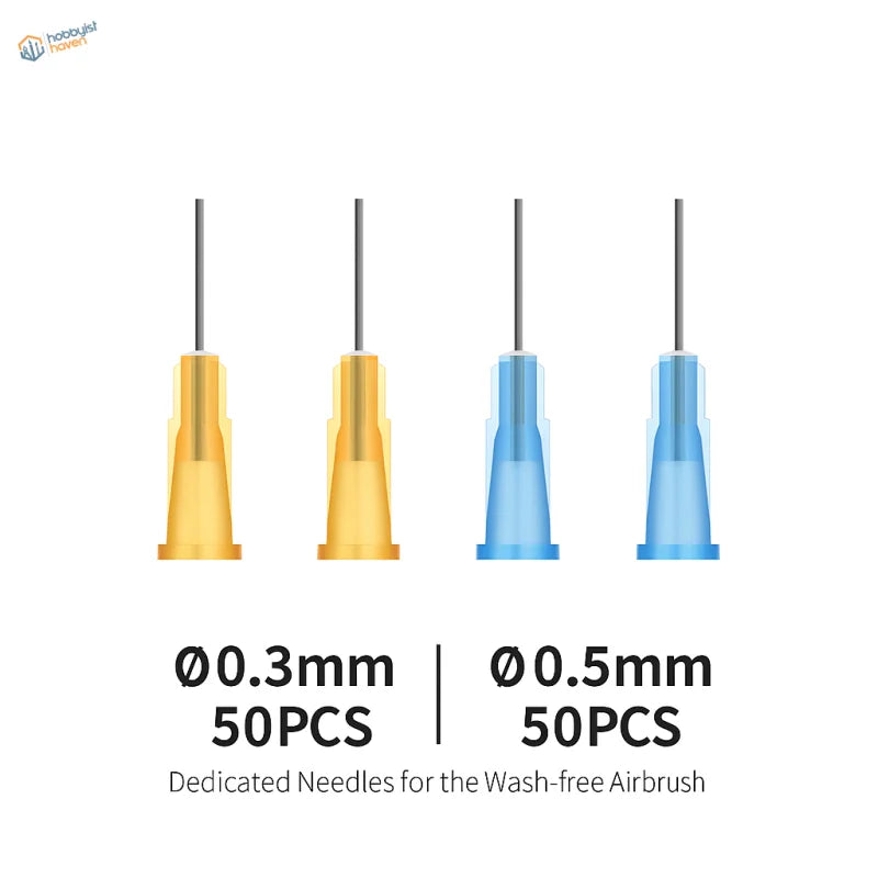 DSPIAE wash-free airbrush replacement needles: 50pcs 0.3mm gold/blue sets