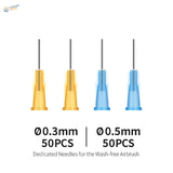 DSPIAE wash-free airbrush replacement needles: 50pcs 0.3mm gold/blue sets