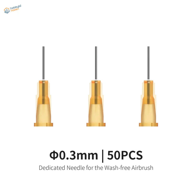 Three 0.3mm DSPiae wash-free airbrush replacement needles
