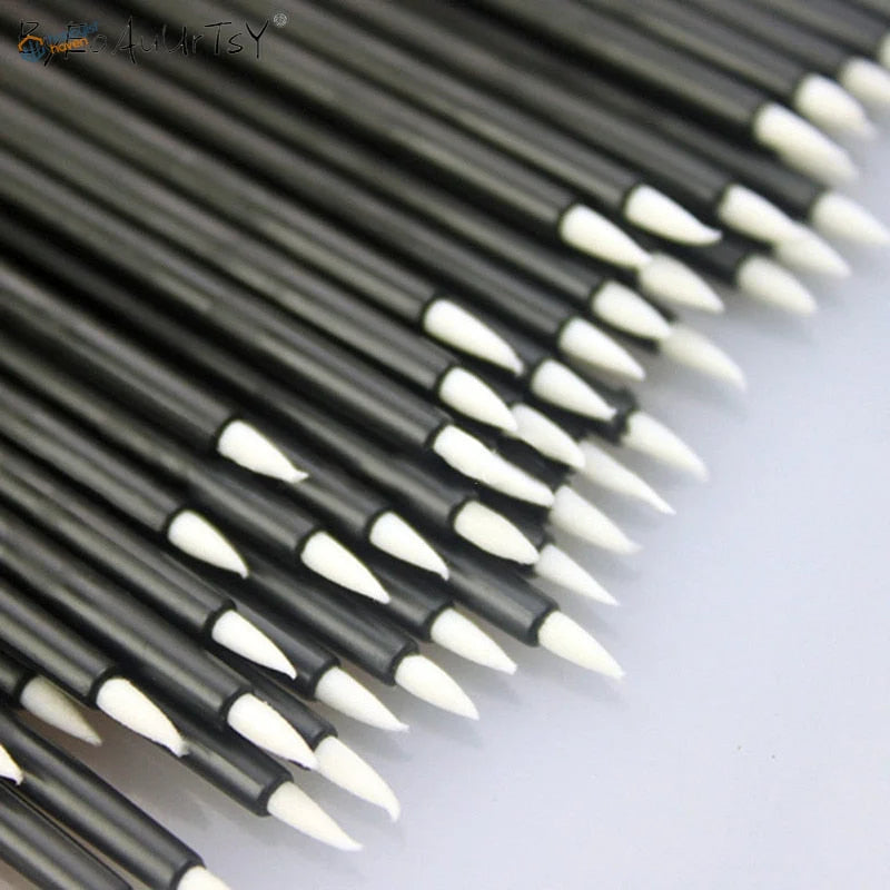 50 pcs disposable round quality brushes with fine black and white pointed tips