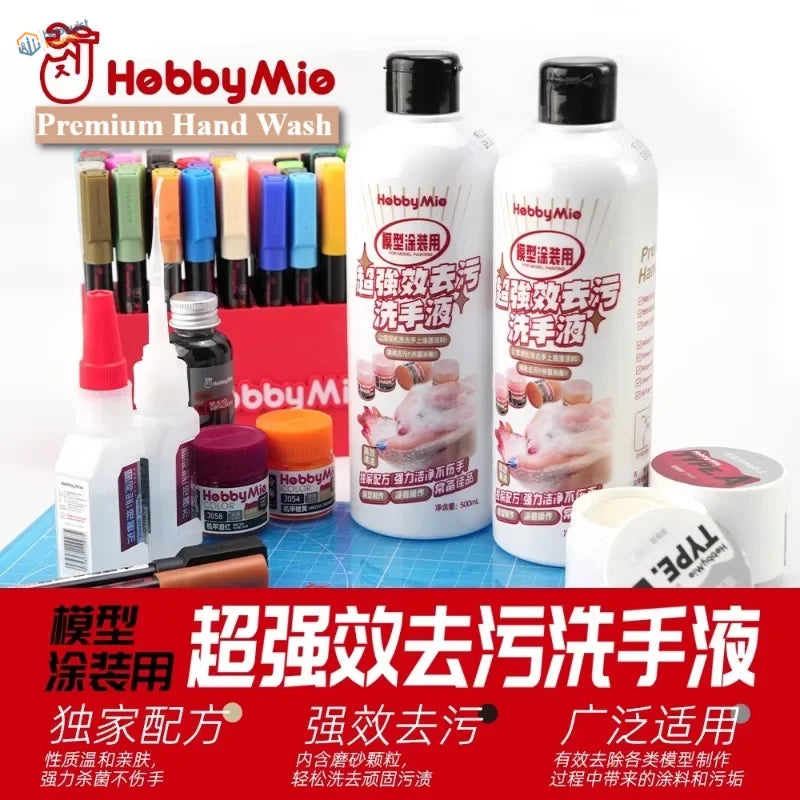 500ml Hebbymie premium hand wash for model paints, white bottles with black caps