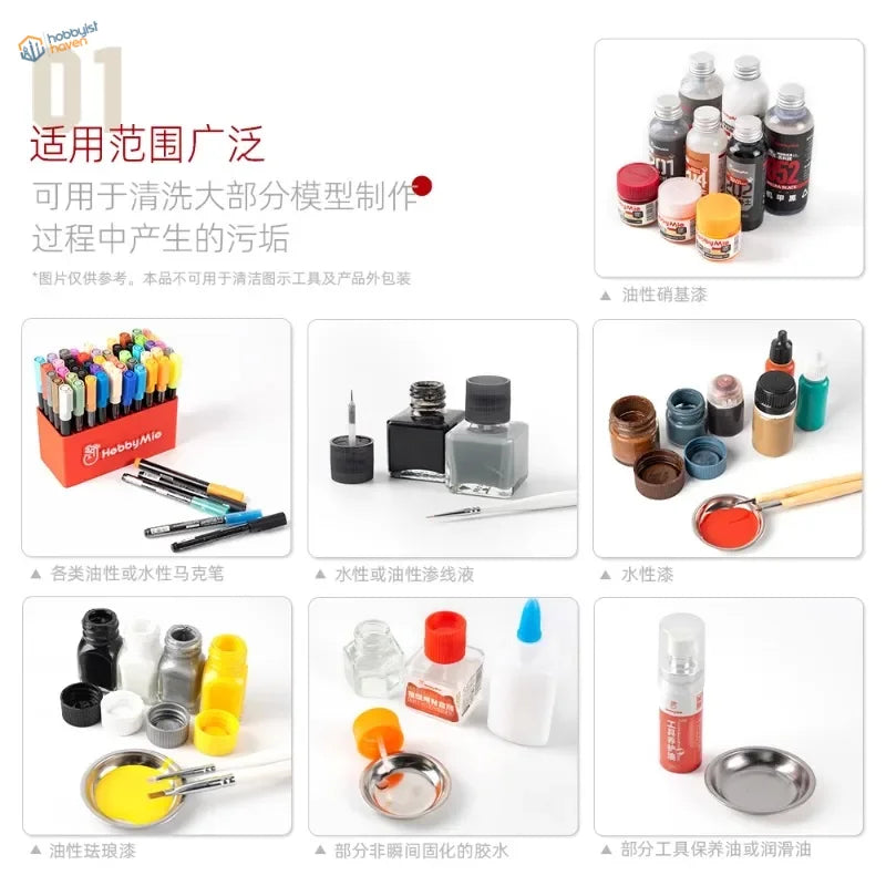 Red plastic case with markers for Mio Hand Wash hobby paints
