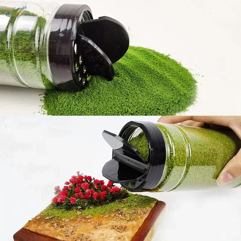 500ml tree grass powder shaker with green artificial grass pellets