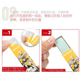 Drawer-style box of Hobby Mio adhesive sandpaper being opened, 20 strips per box