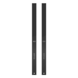 Two sleek matte black DSPIAE AT-FX DLC coated stainless steel strips with engravings