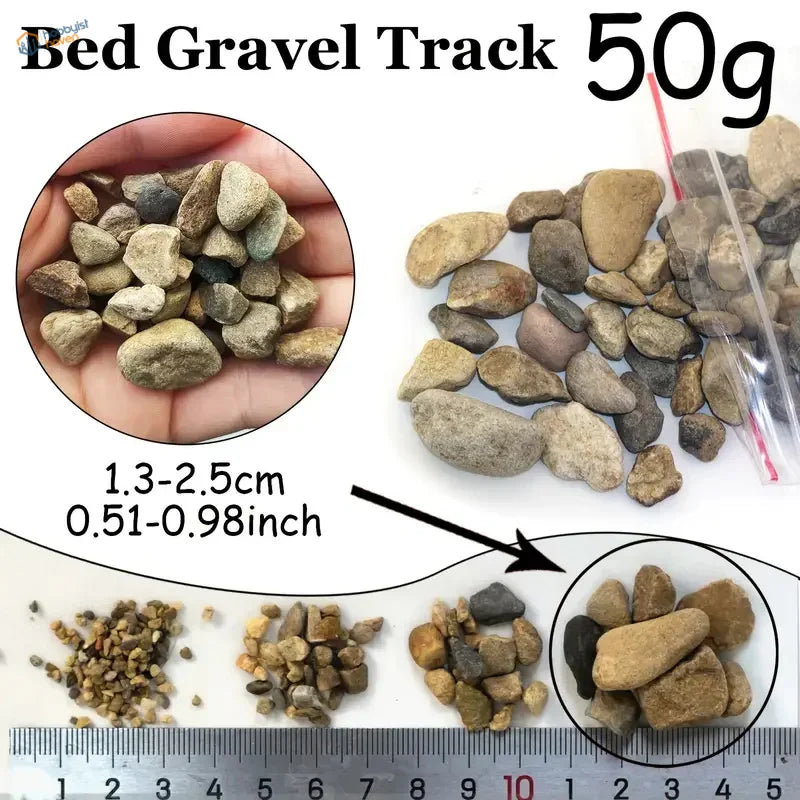 50g pack of smooth ballast gravel rocks in beige, brown, gray tones