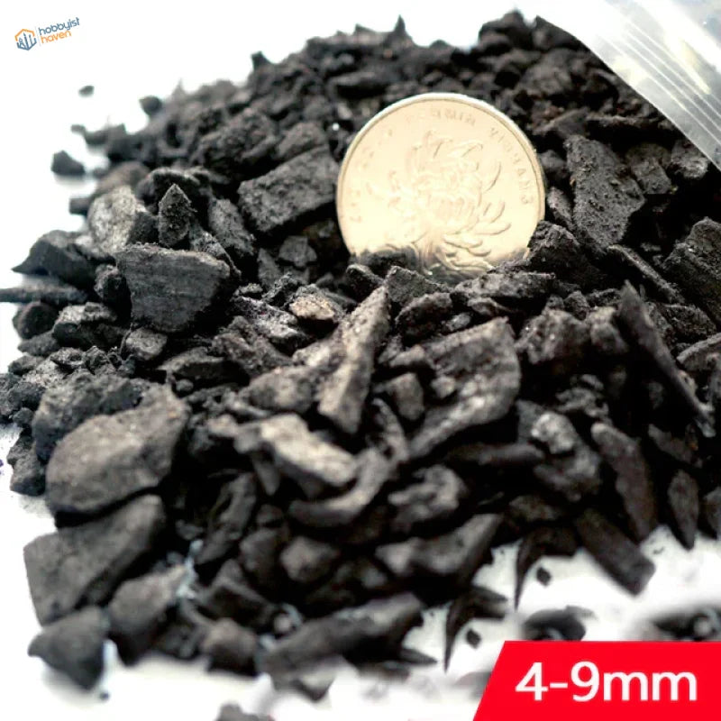 50g bag miniature rocks: black irregular charcoal fragments 4-9mm for scale modeling