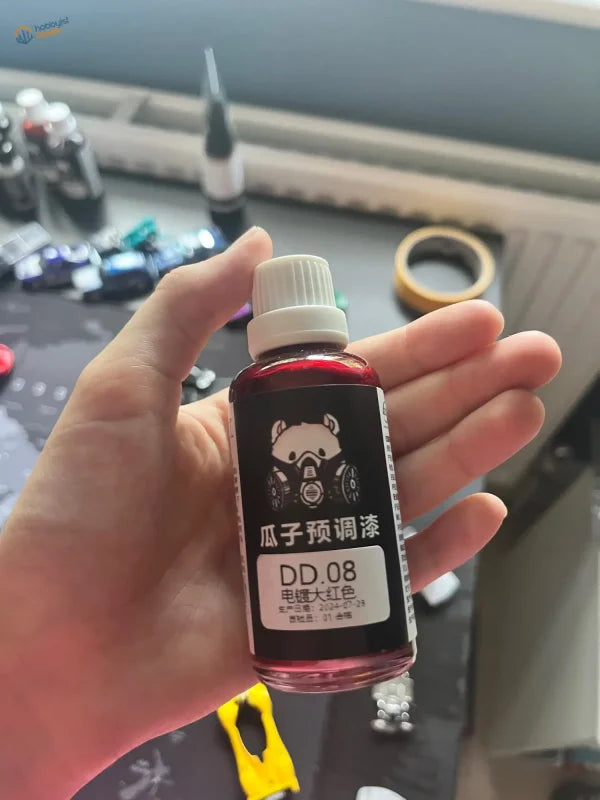 50ml bottle of red electroplated mirror-chrome paint for scale models