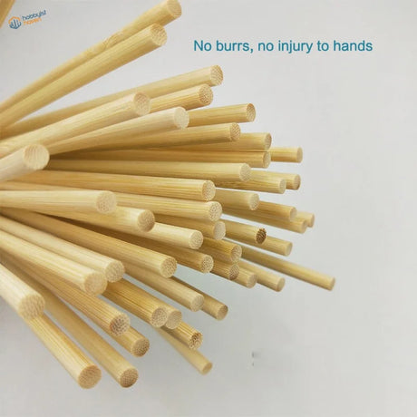 Light beige 30cm round bamboo sticks with smooth wood grain ends