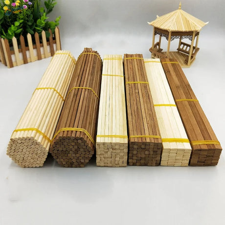 Five 30cm round bamboo sticks bundles for model building