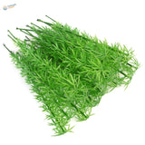 Realistic miniature bamboo plants: bright green asparagus cluster with feathery fronds