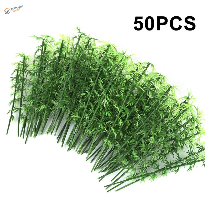 50pcs realistic miniature bamboo plants, 6-15cm plastic green stalks bundle