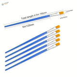 50pcs disposable flat brushes with blue handles and orange bristle tips