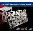 Silver 1/35 skull pattern stencils sheet with 35 pirate skull patterns