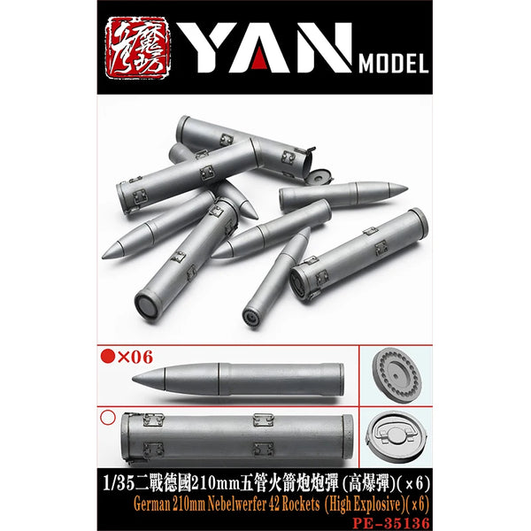 6ks 1/35 Vysoce výbušné/dýmové rakety pro Nebelwerfer 42