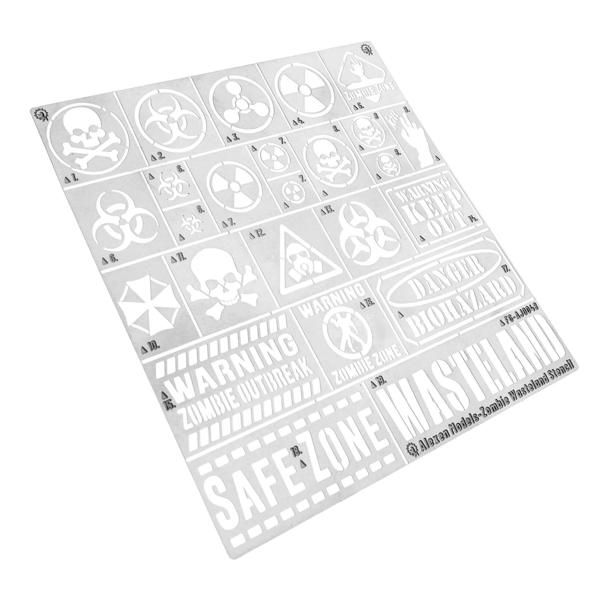 Zombie contamination stencil sheet for scale modeling tools
