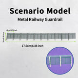Silver metal railway guardrail model with authentic mesh-panel design and vertical posts safety fence for n scale tracks