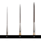 Extra-long liner brushes #1, #3, #5 with wooden handles for scale modeling