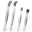 4 Tweezers With Rubber Tips Set: stainless steel precision tweezers