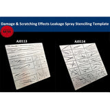 Silver scratches effects stencils with intricate damage patterns for spray painting